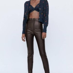 Zara mocha high rise faux leather leggings